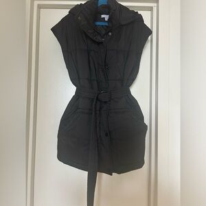 Topshop longline black puffer vest